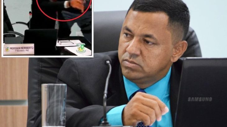 DESTAQUE NA MÍDIA:  Virou manchete no País episódio deprimente em que vereador em MT saca revólver e aponta para colega