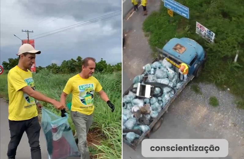 EM VÍDEO: Wilson Santos faz mutirão e tira um caminhão de lixo das margens da Estrada de Chapada