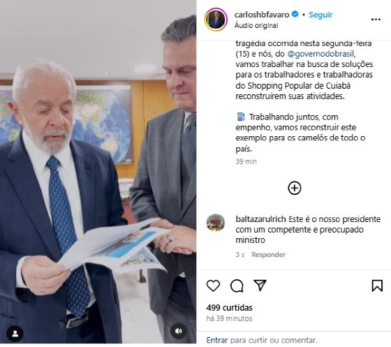 Ao lado de Fávaro, Lula garante ajuda para reconstruir Shopping Popular