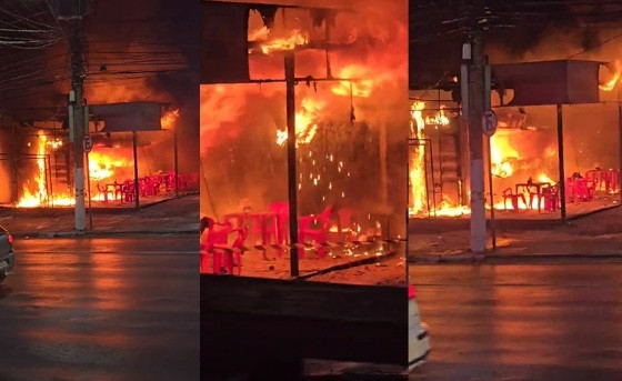 Pastelaria é destruída pelo fogo na Avenida Isaac Póvoas