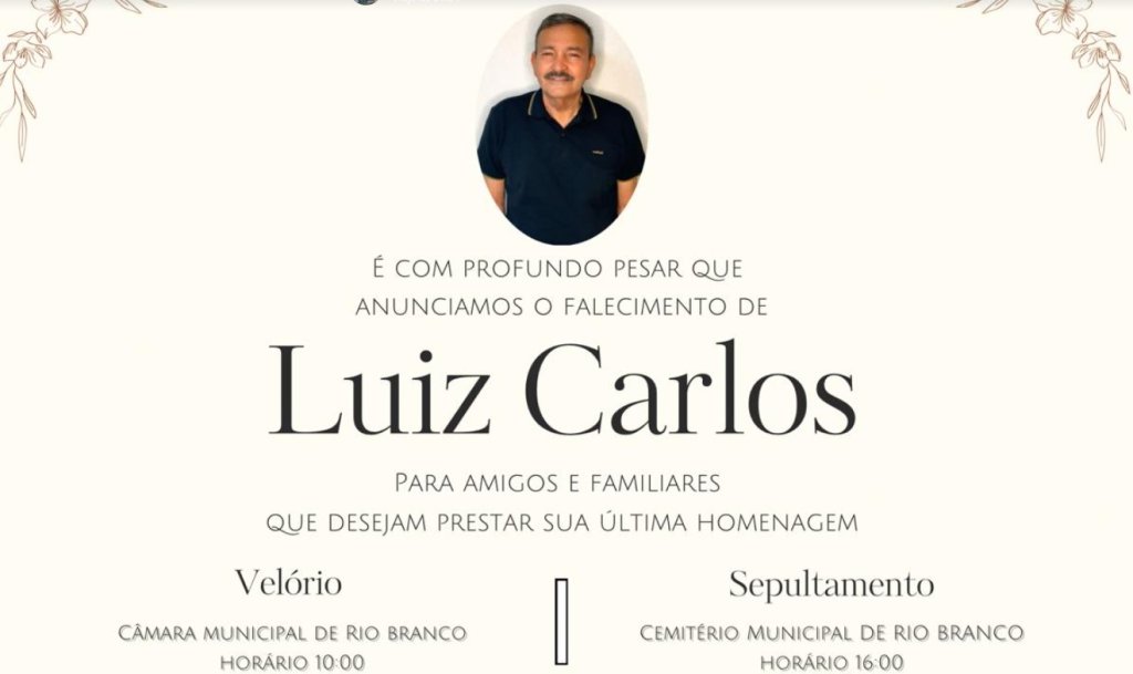 Falece Luiz Carlos, ex-prefeito de Rio Branco, aos 74 anos