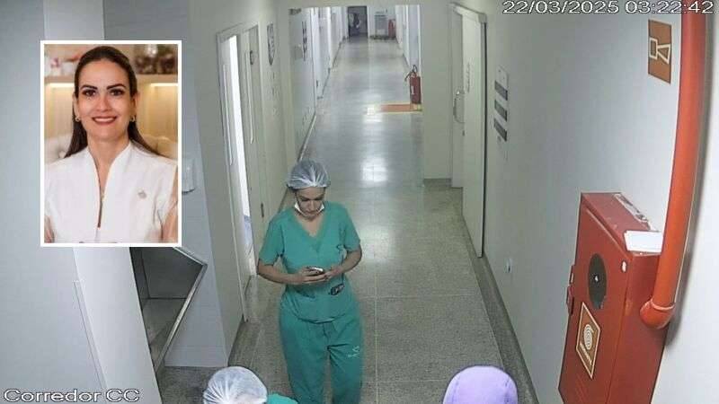 Médica é flagrada por câmeras do circuito interno do Hospital, apagando evidências do celular do amante 