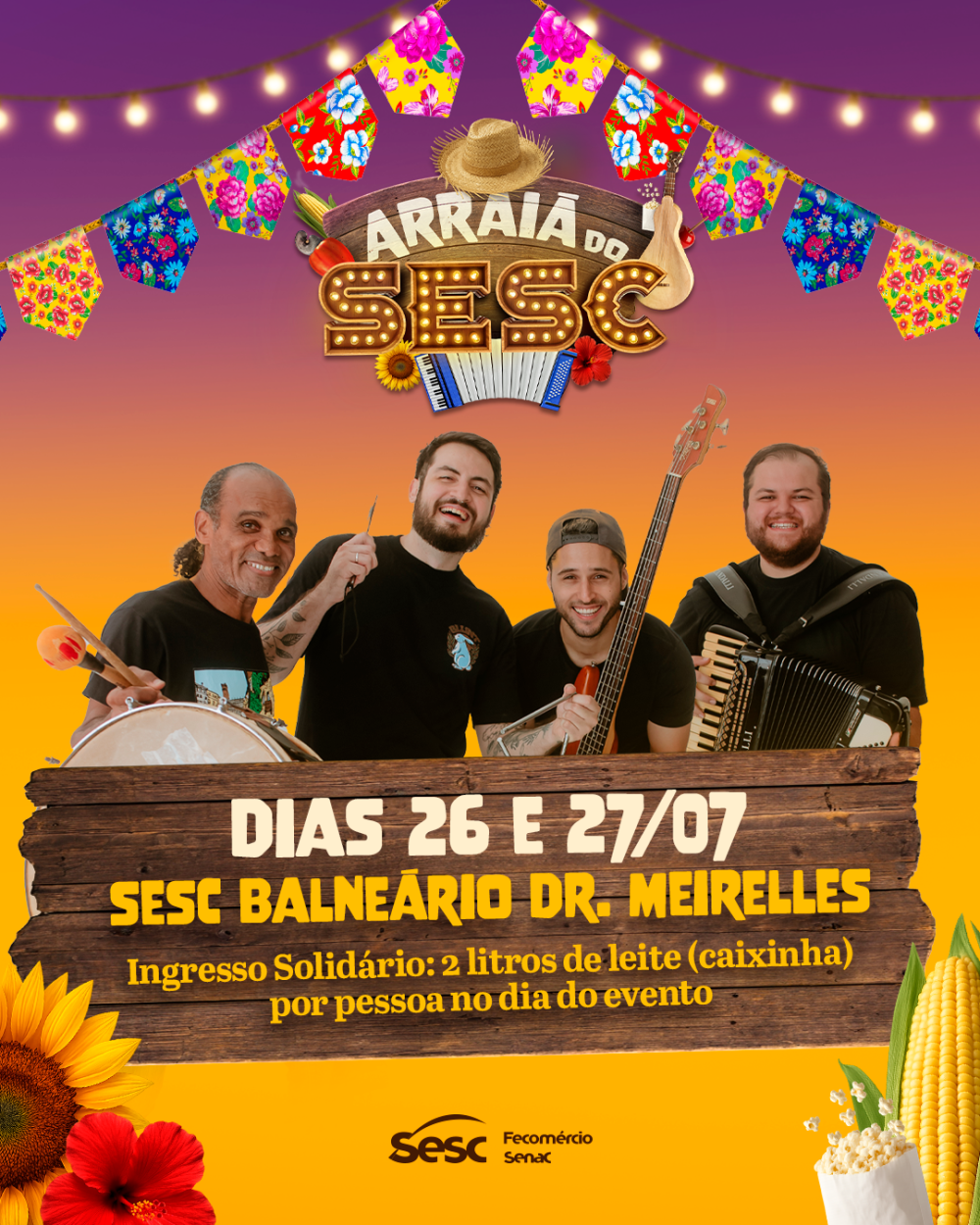 Arraiá no Sesc Dr. Meirelles terá entrada solidária 