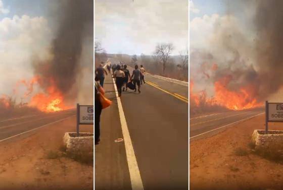 Ônibus com funcionários do Malai Manso Resort foi evacuado após um incêndio atingir a vegetação na MT-351
