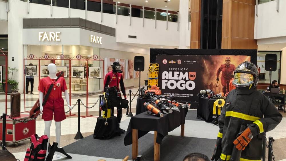 Exposição em shopping retrata bravura do Corpo de Bombeiros de Mato Grosso