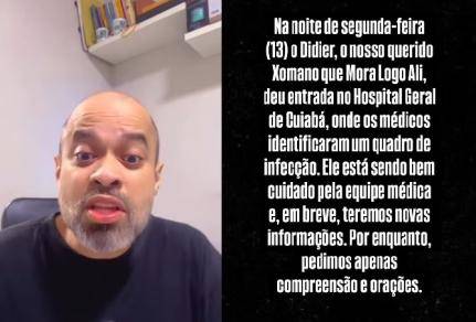 Xomano é internado em UTI com quadro de infecção