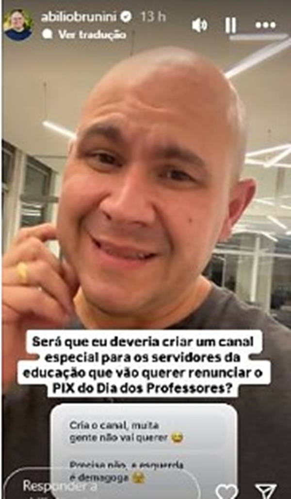 Abílio anuncia criação do Pix do dia do Professor e diz que esquerdistas podem recusar