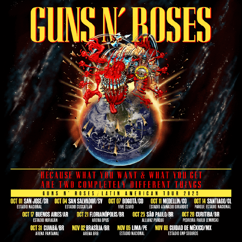 Show do Guns N’ Roses em Cuiabá vai interditar ruas no entorno da Arena Pantanal