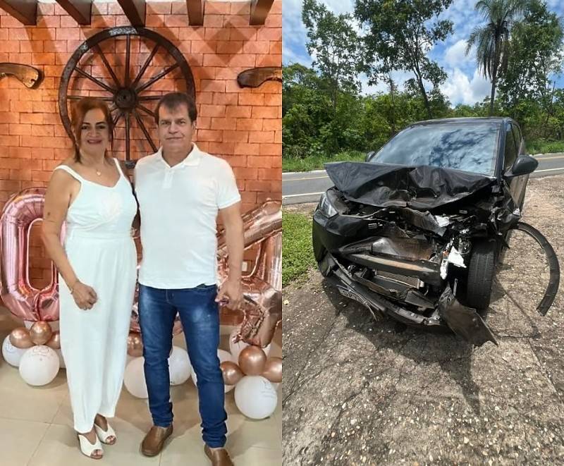 Vereador Adevair Cabral se envolve em engavetamento na MT-251 e esposa sofre fratura no torax 