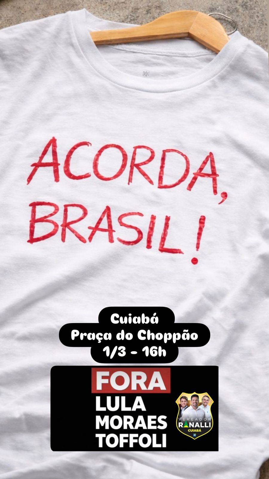 Mato Grosso é um dos estados que terá o ato Acorda Brasil, organizado para dia 1º de março