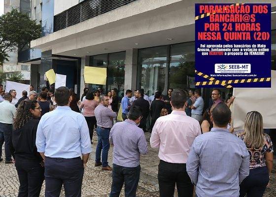 Bancários fazem paralisação de 24 horas nesta quinta-feira (20)