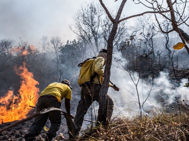 Em MT três grandes focos de incêndios foram controlados em Chapada dos Guimarães, mas no MS fogo assume  