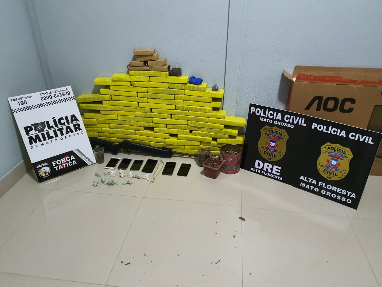 Polícias Civil e Militar apreendem 50 quilos de entorpecentes no município de Alta Floresta